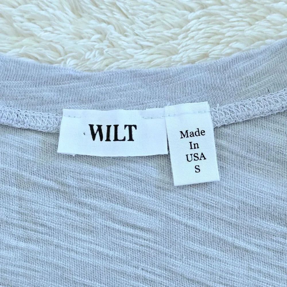 Wilt🥀 Dusty Blue💙-Grey🩶 Slub Knit V-Neck Top - NWT - Picture 4 of 15